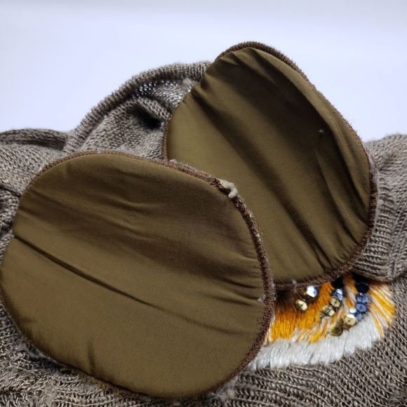 Vintage Women's  Sweater Brown Bronze Sequin Fish Medium Large - Picture 13 of 15